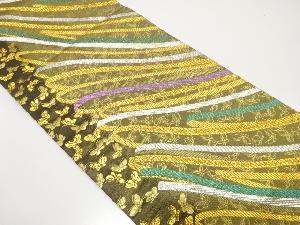 今井織物製　蝶に線描き模様織り出し　振袖用袋帯